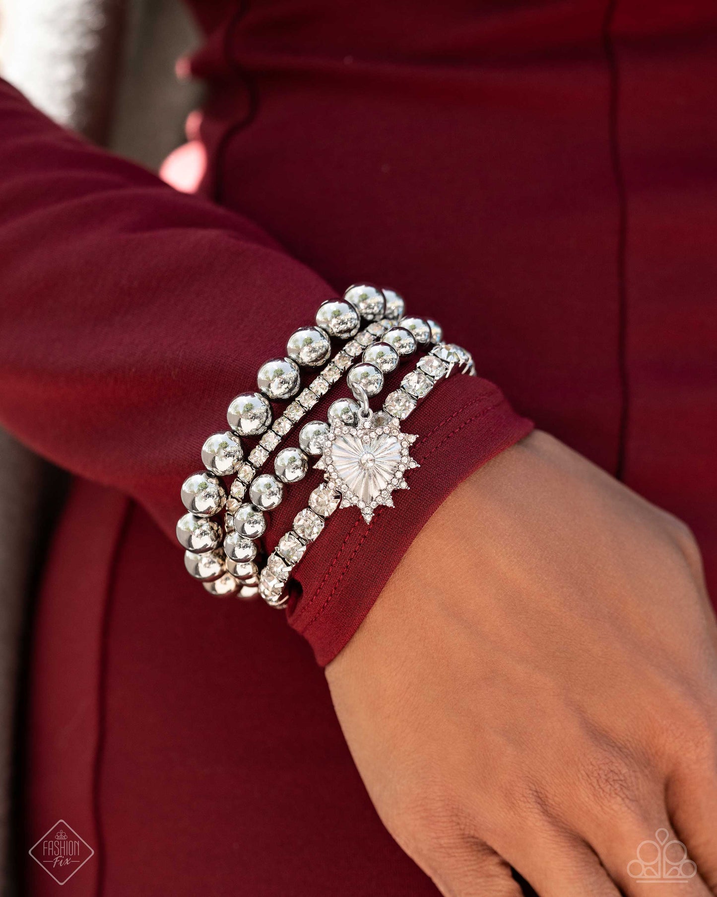 Excessive Embellishment - White Necklace & Bracelet Set