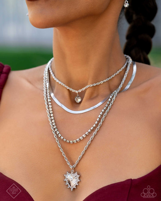 Excessive Embellishment - White Necklace & Bracelet Set