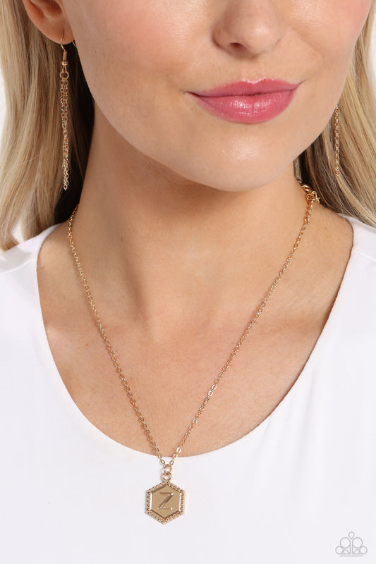 Emblematic Elegance - Gold - Z Necklace