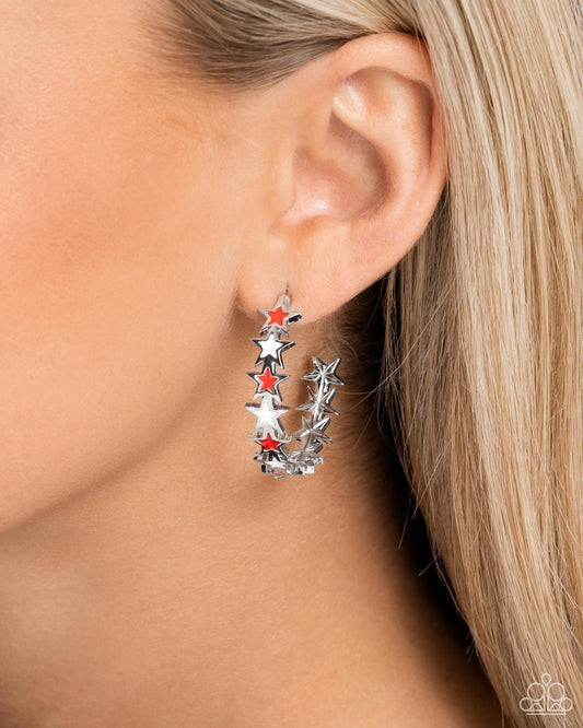 Star Spangled Statement - Red Hoop Earring
