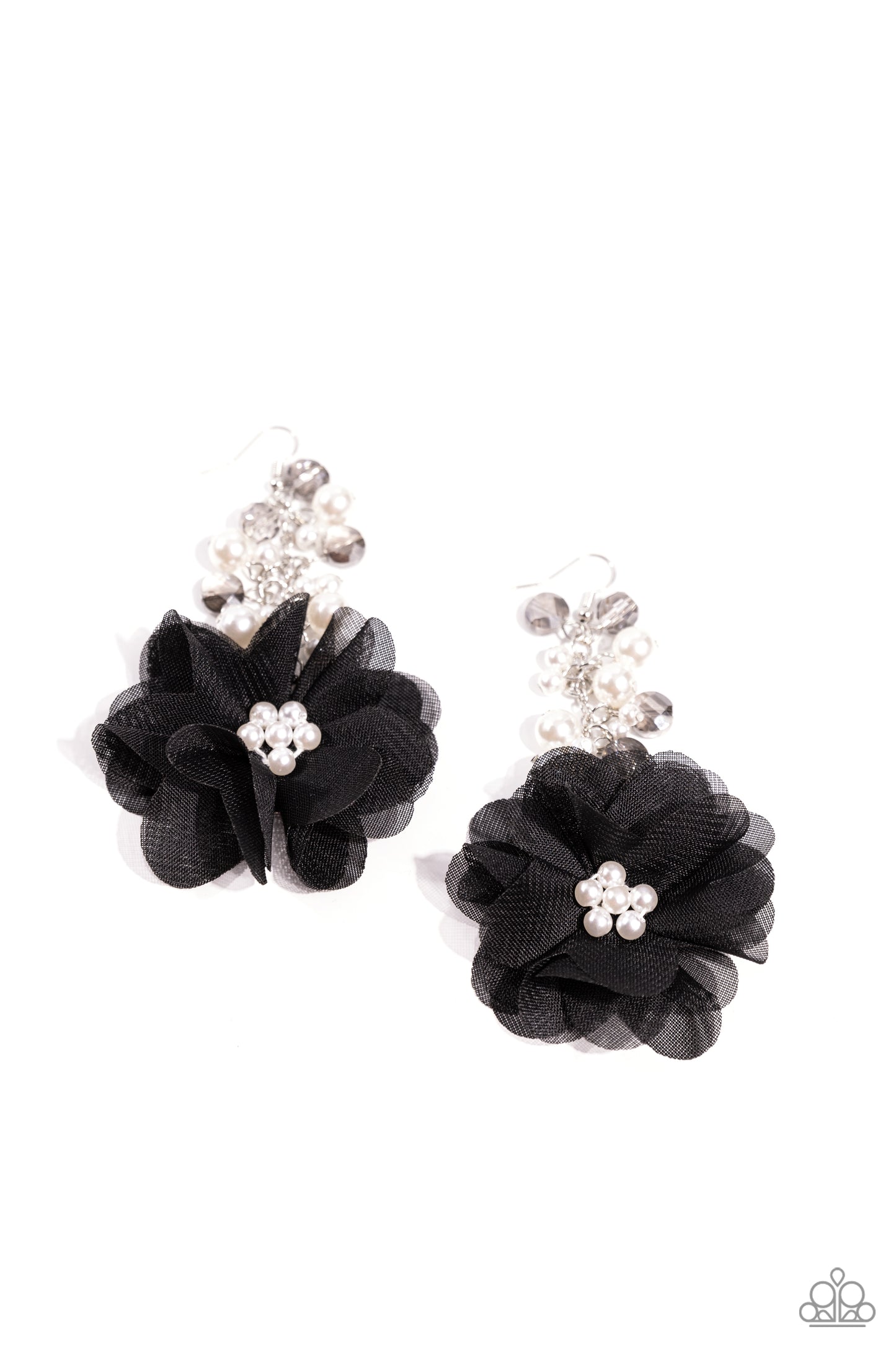 Fashionable Flower Girl - Black Earring