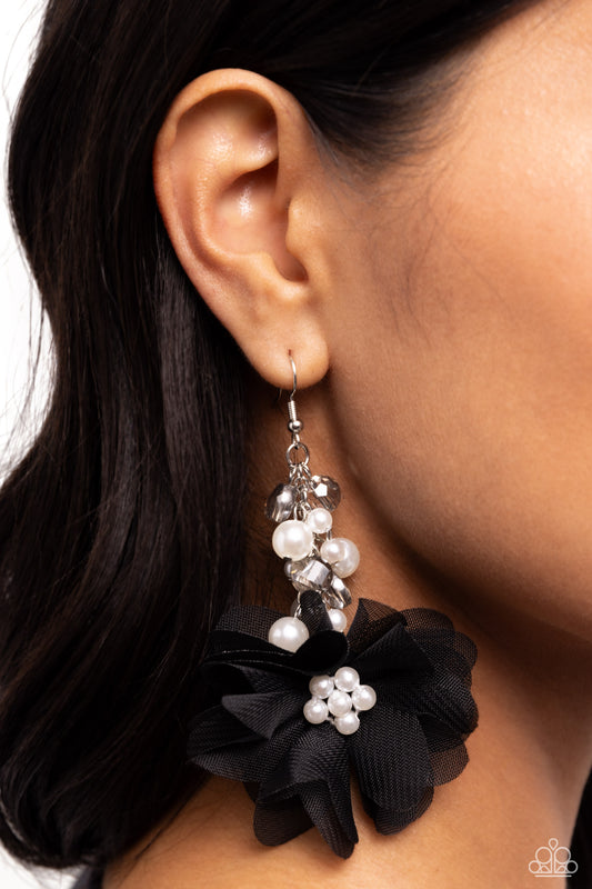 Fashionable Flower Girl - Black Earring