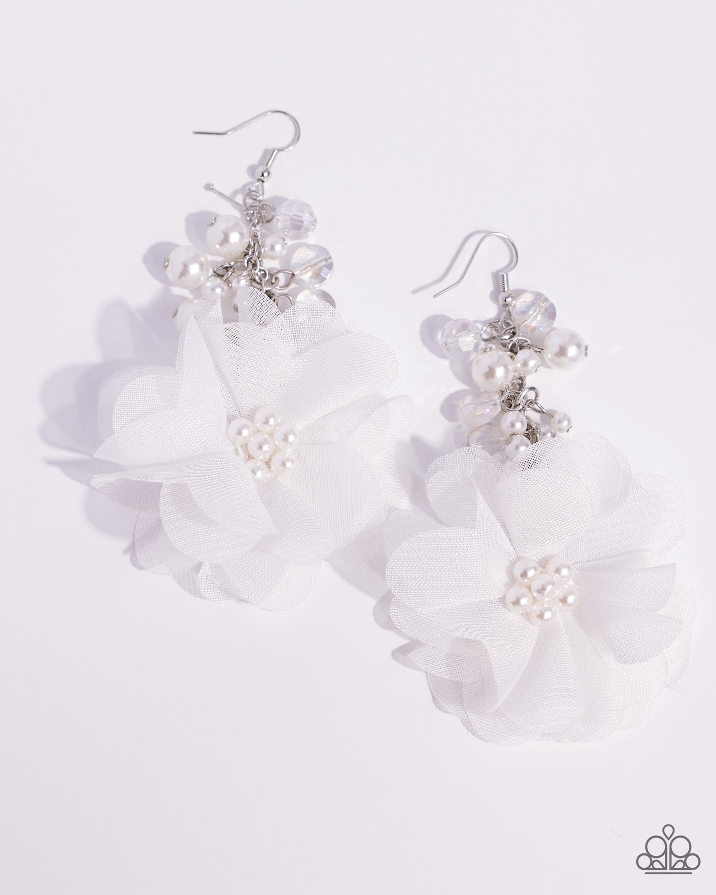 Fashionable Flower Girl - White Earring