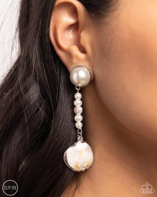 Oceanic Occasion - White Clip On Earring