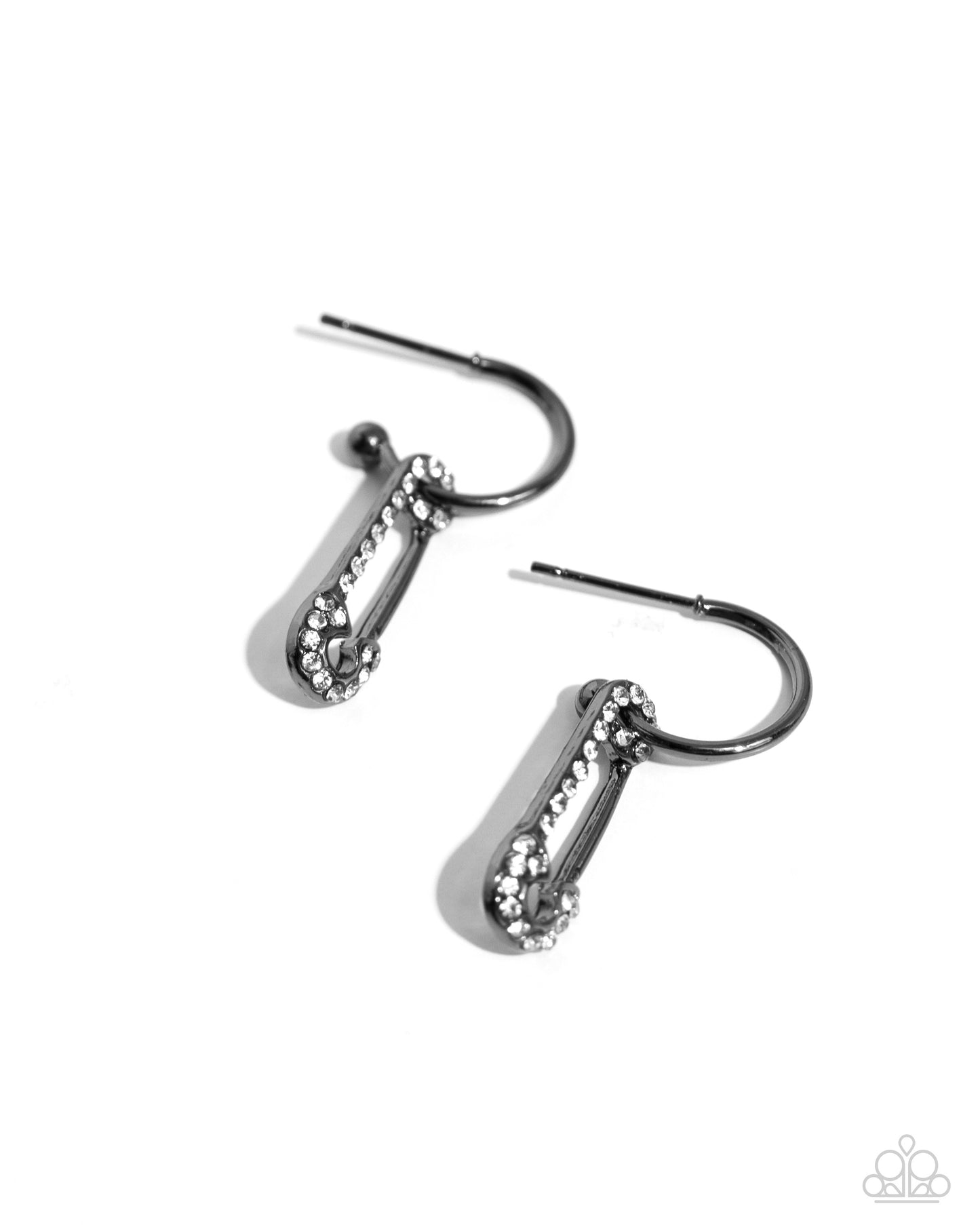 Safety Pin Style - Black Necklace & Earring Set