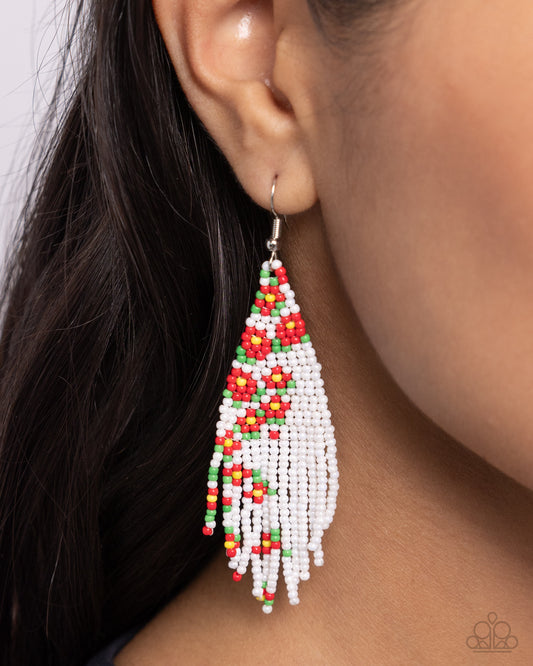 Picturesque Patchwork - Red Seed Bead Earring