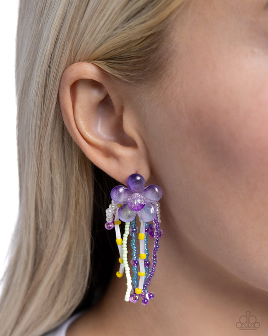 Japanese Blossoms - Purple Seed Bead Earring