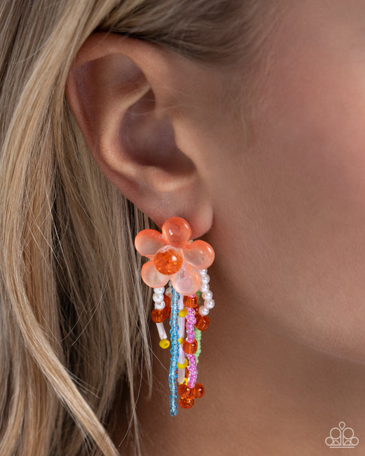 Japanese Blossoms - Orange Seed Bead Earring
