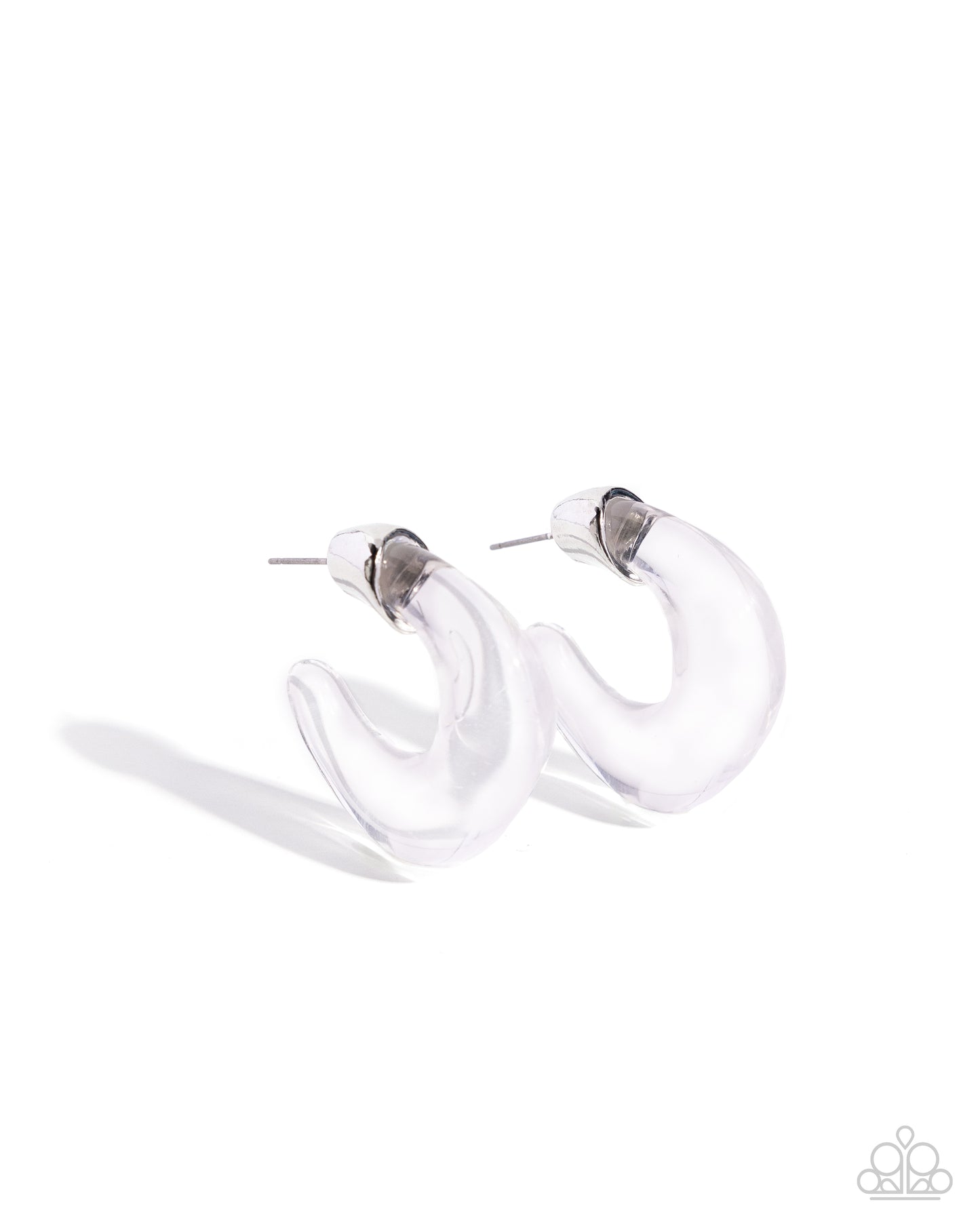 Clear Charm - White Hoop Earring