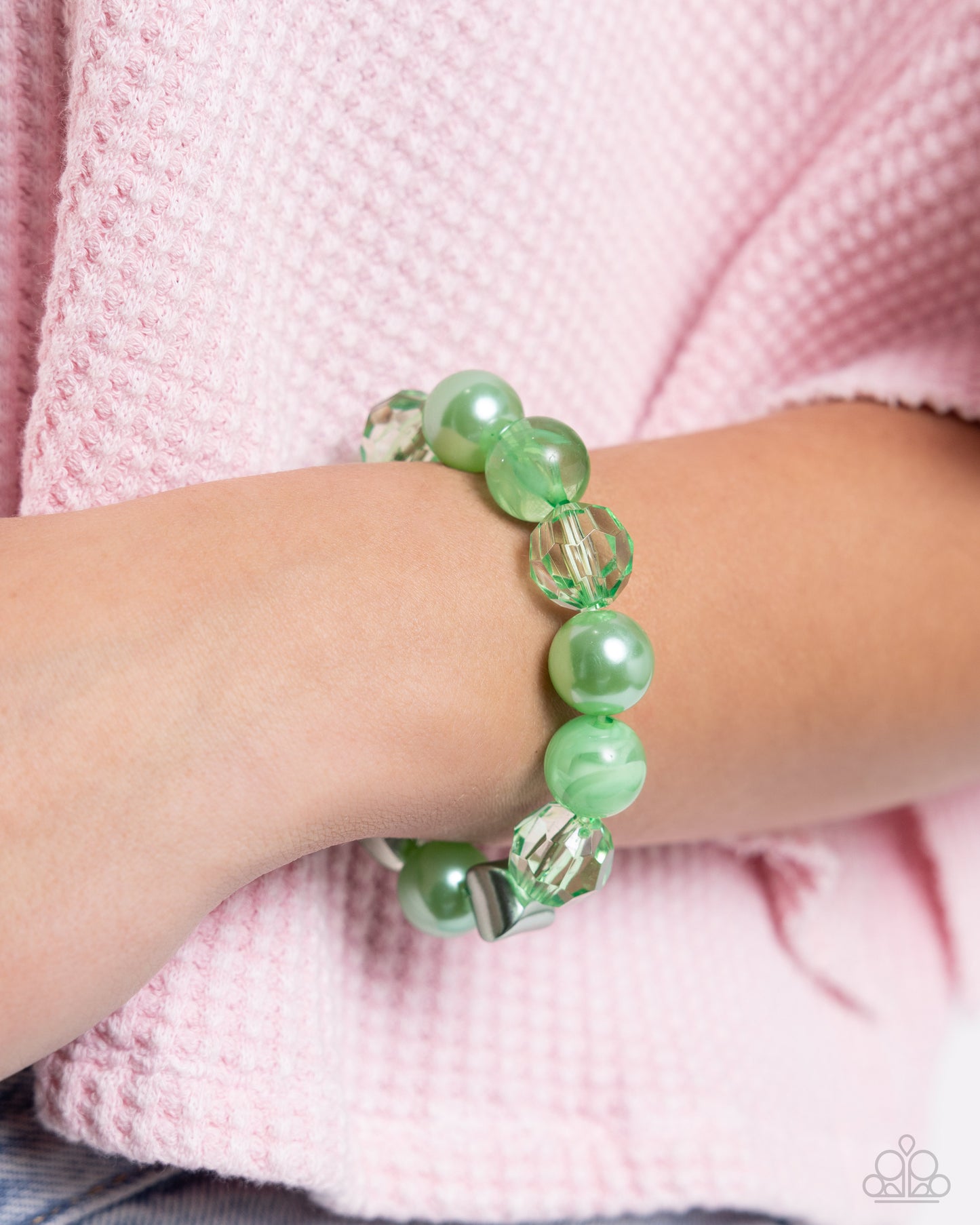 Plentiful Pearls - Green Necklace & Bracelet Set