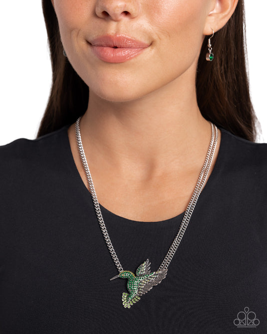 Hummingbird Headline - Green Necklace