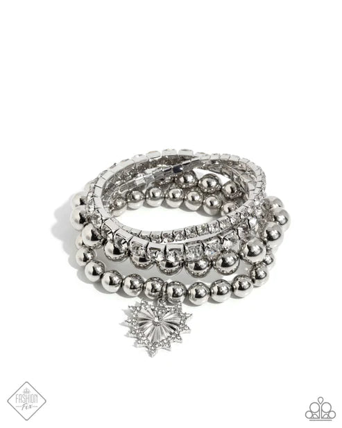 Excessive Embellishment - White Necklace & Bracelet Set