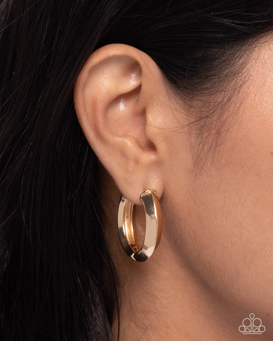 Hinged Homage - Gold Hoop Earring