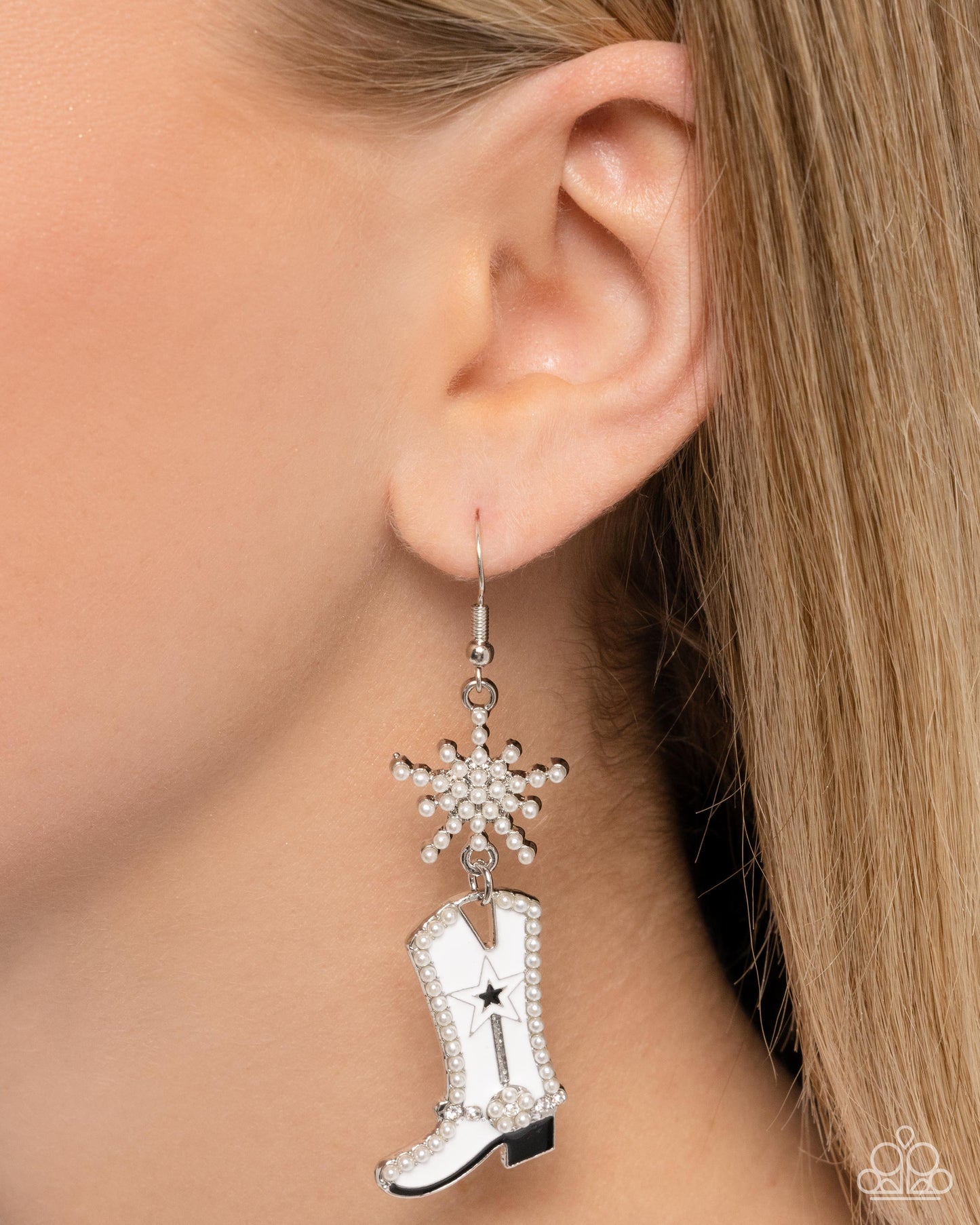 Compelling Cowboy - White Earring