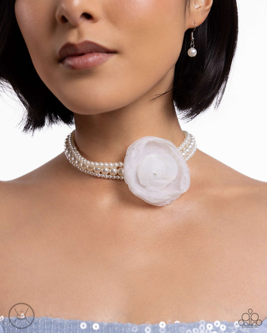 Radiant Rosette - White Choker Necklace (Summer Party Pack Exclusive 2024)