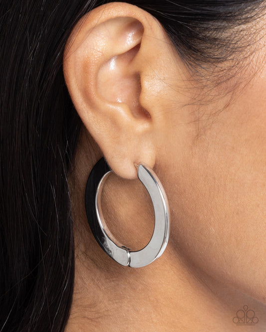 Circling Chariot - Silver Hoop Earring