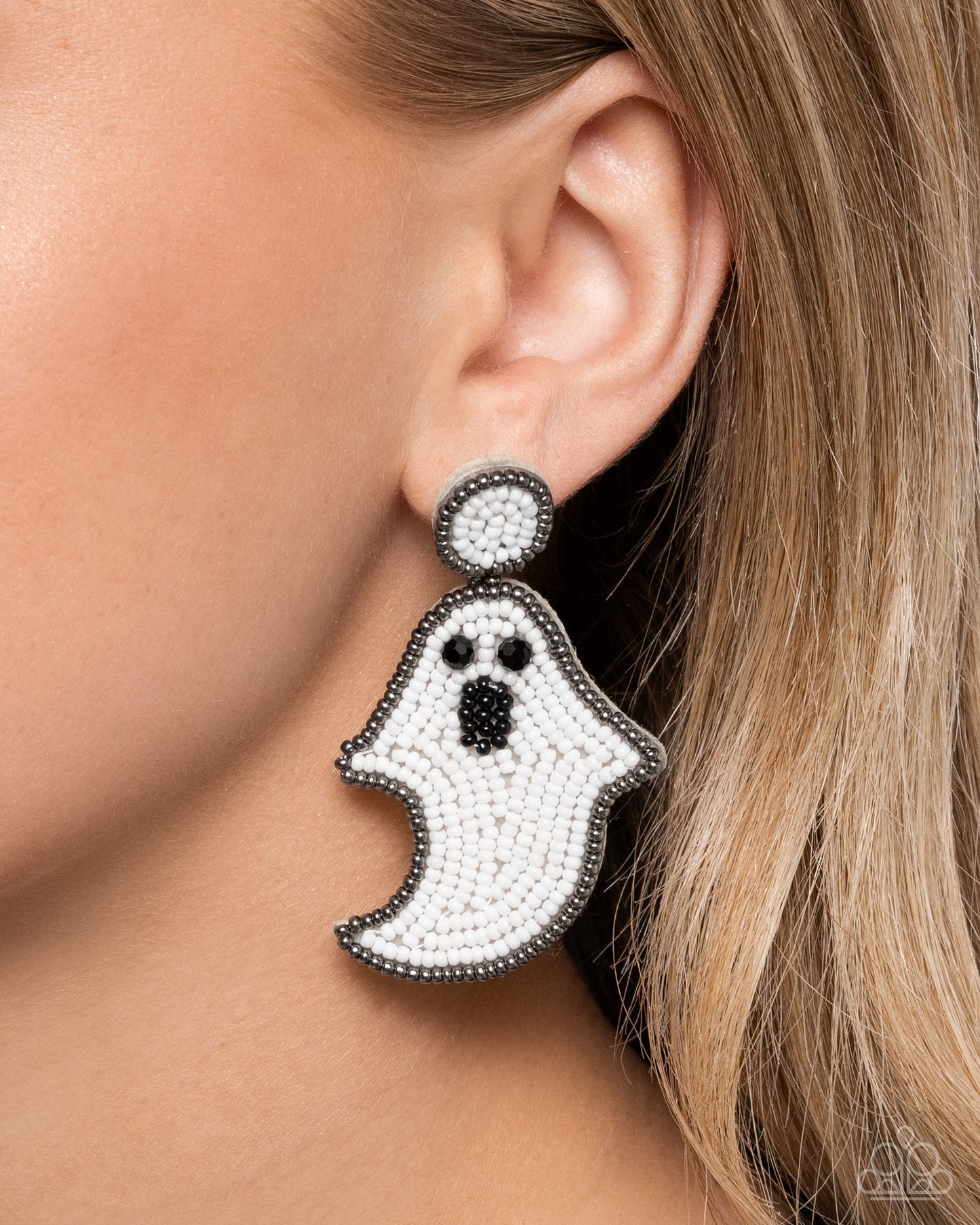 Ghost Story - White Seed Bead Earring