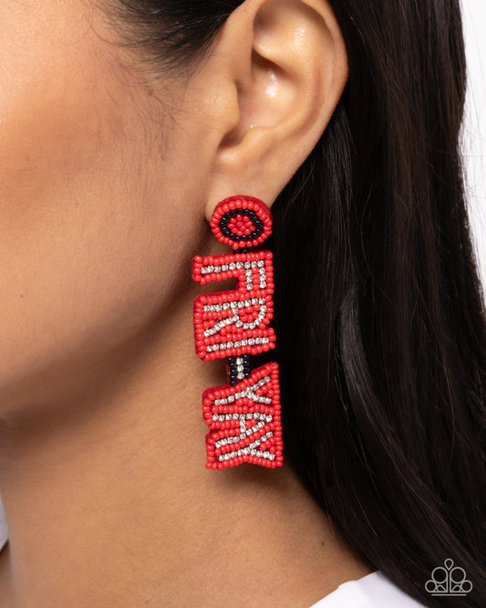 Its Friday! - Red Seed Bead Earring