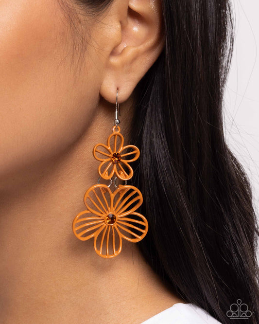 Textured Tiers - Orange Earring