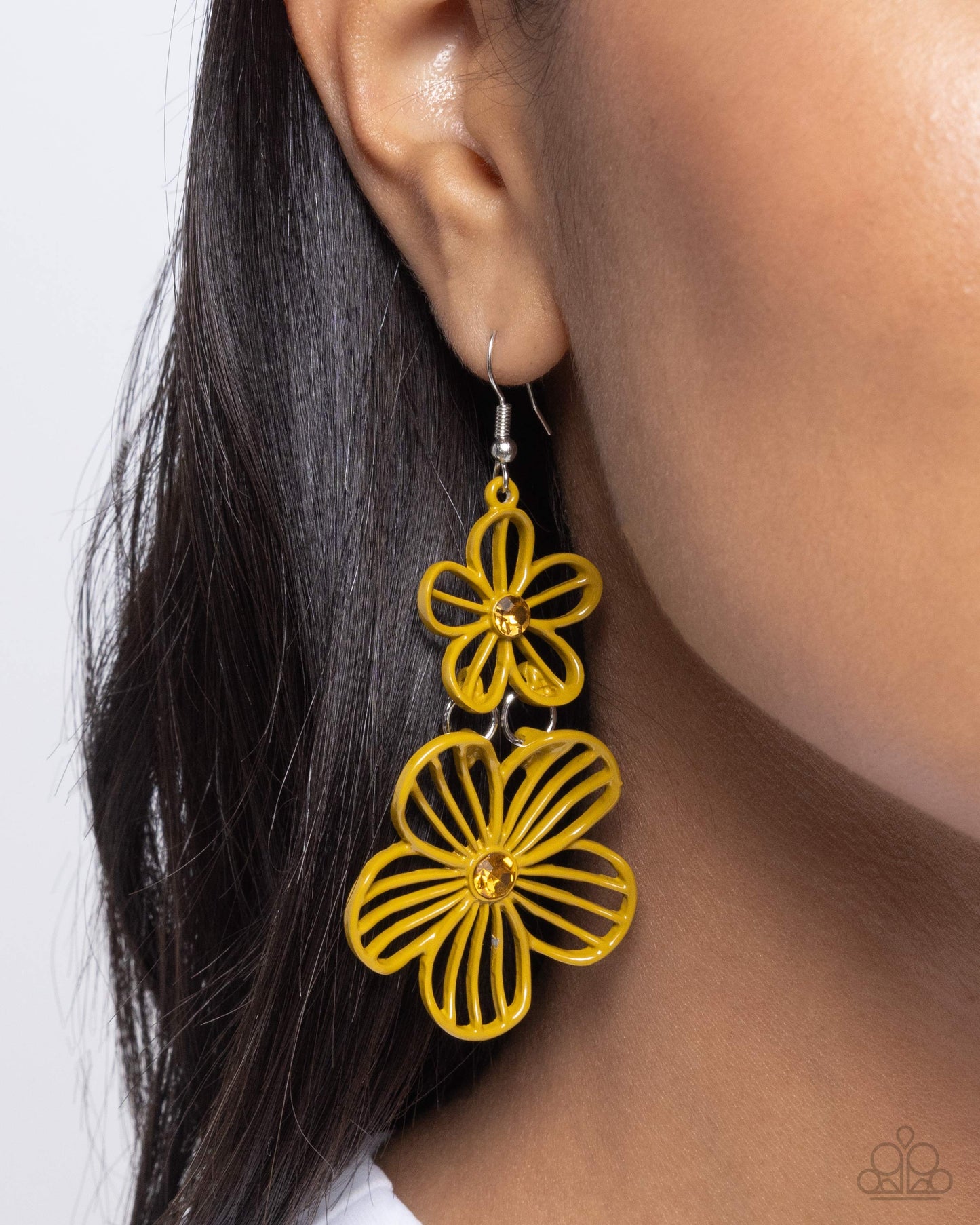 Textured Tiers - Yellow Earring