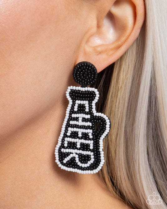 Cheer Captain - Black Seed Bead Earring