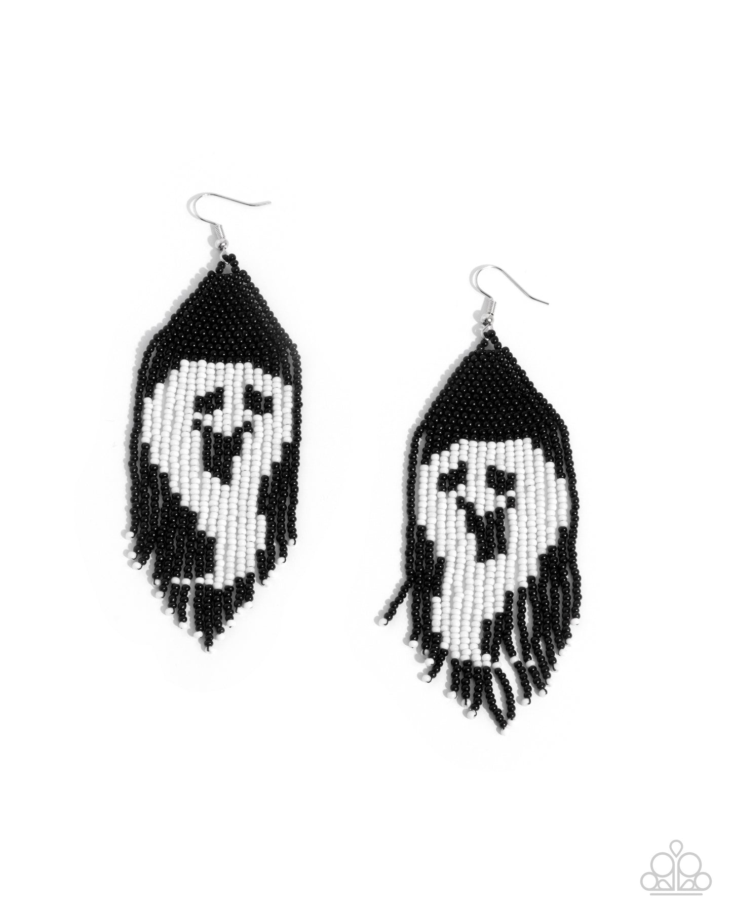 Spooky Strands - Black Seed Bead Earring