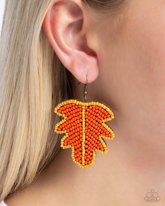 The FROND Page - Orange Seed Bead Earring