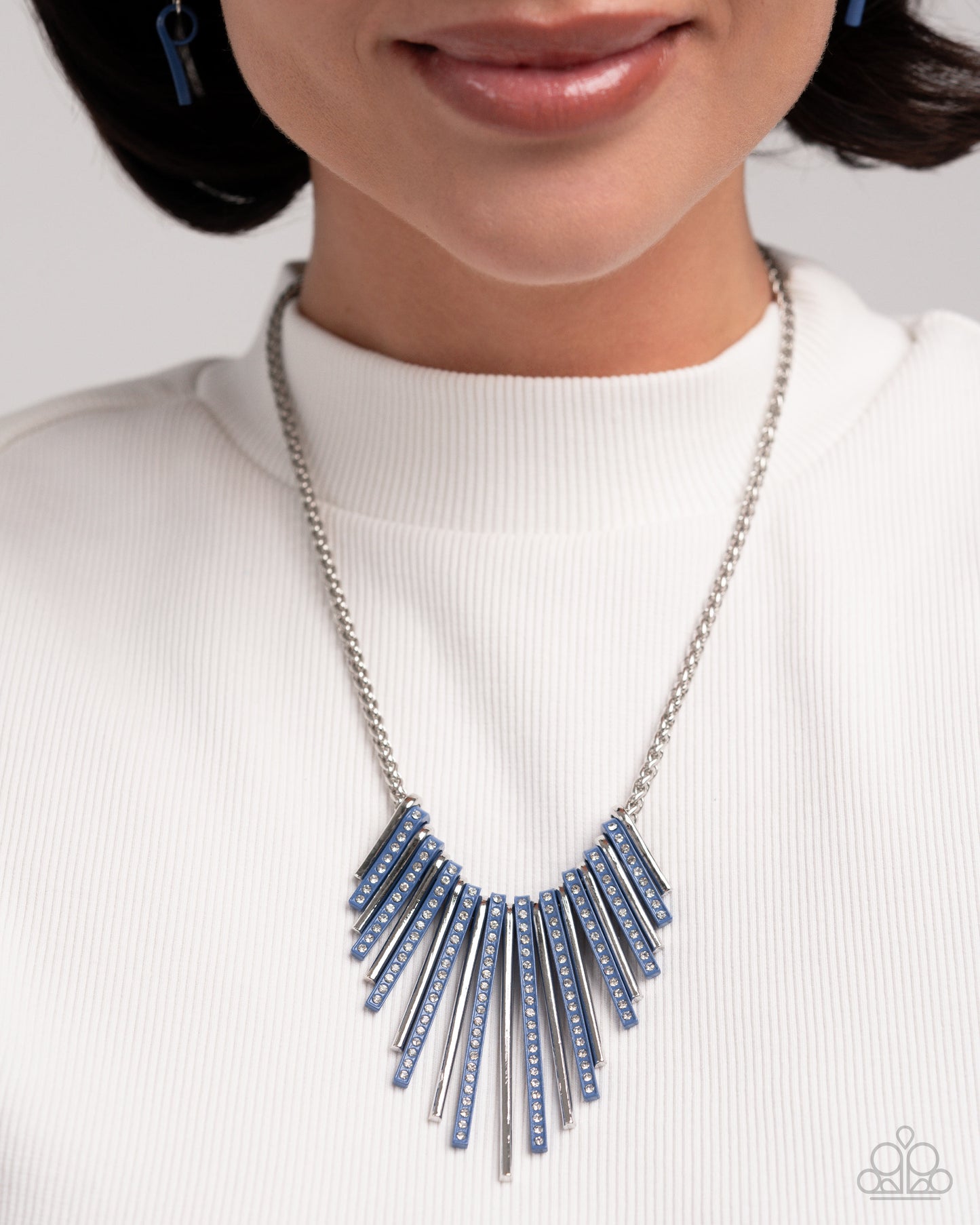 Complete Look! Fashionable Fringe - Blue Necklace & Bracelet Set