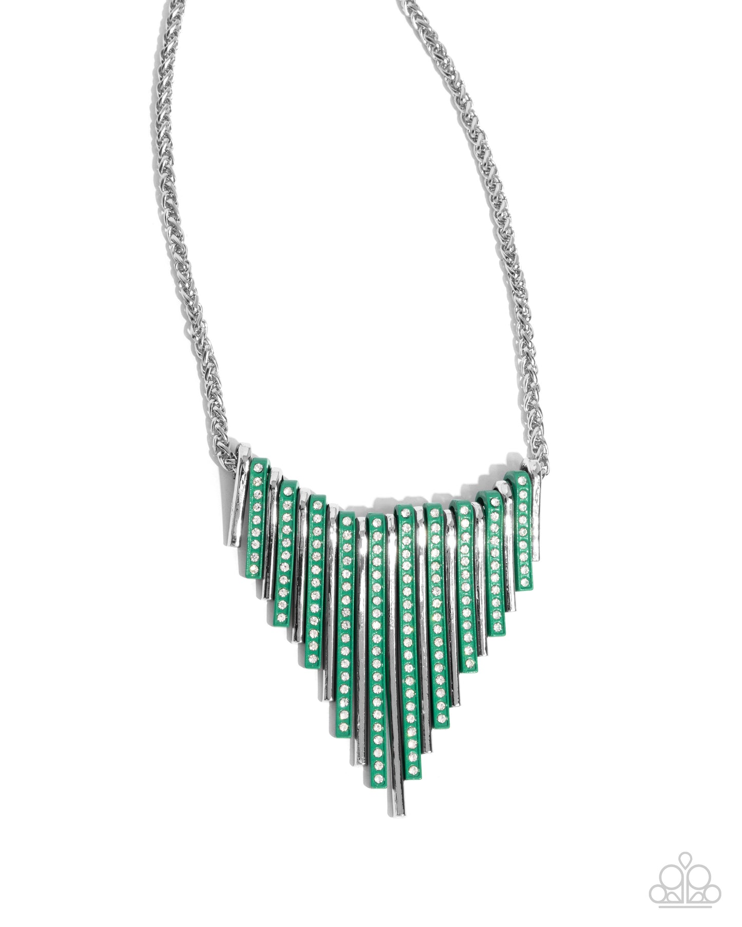 Complete Look! - Fashionable Fringe - Green Necklace & Bracelet Set