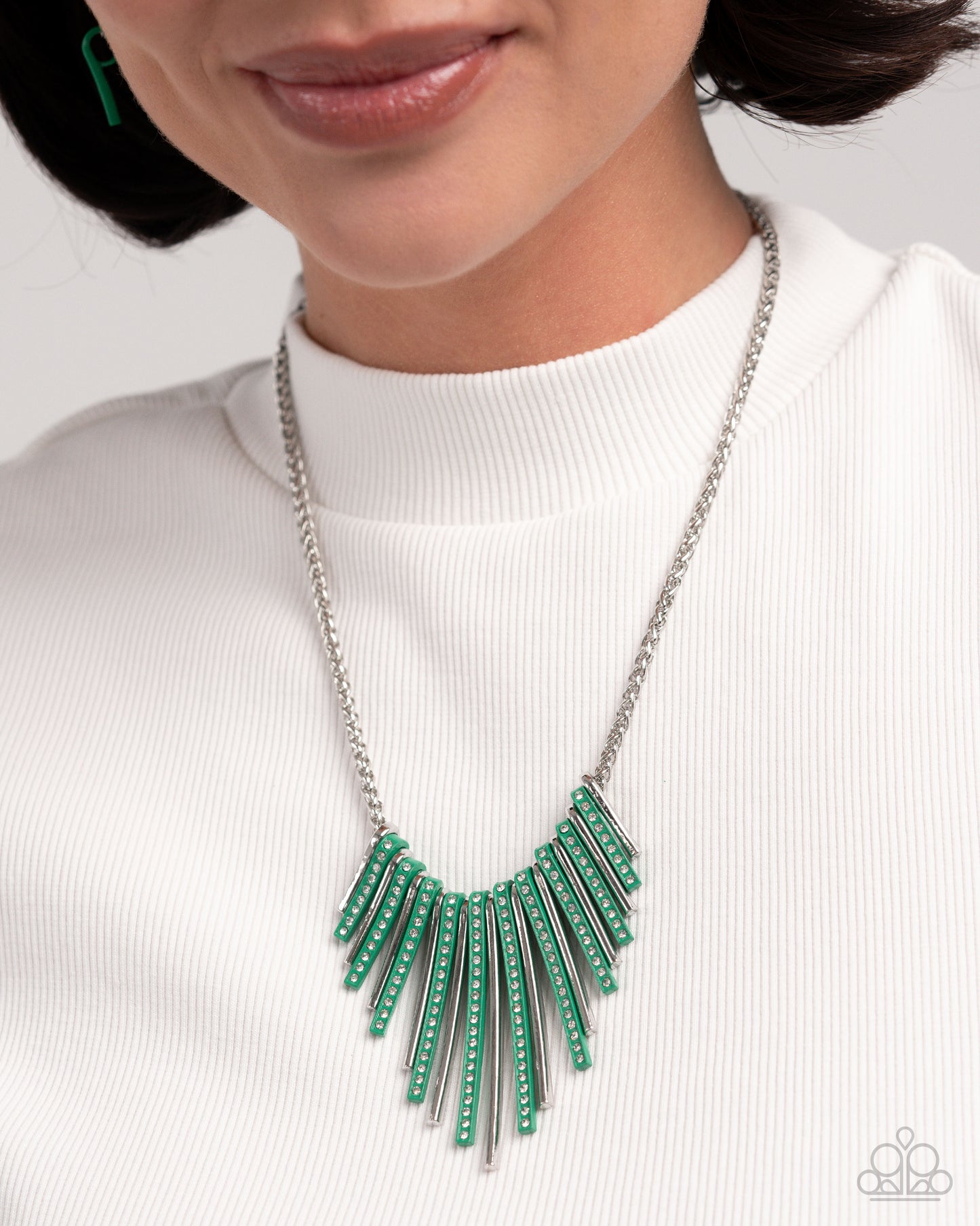 Complete Look! - Fashionable Fringe - Green Necklace & Bracelet Set