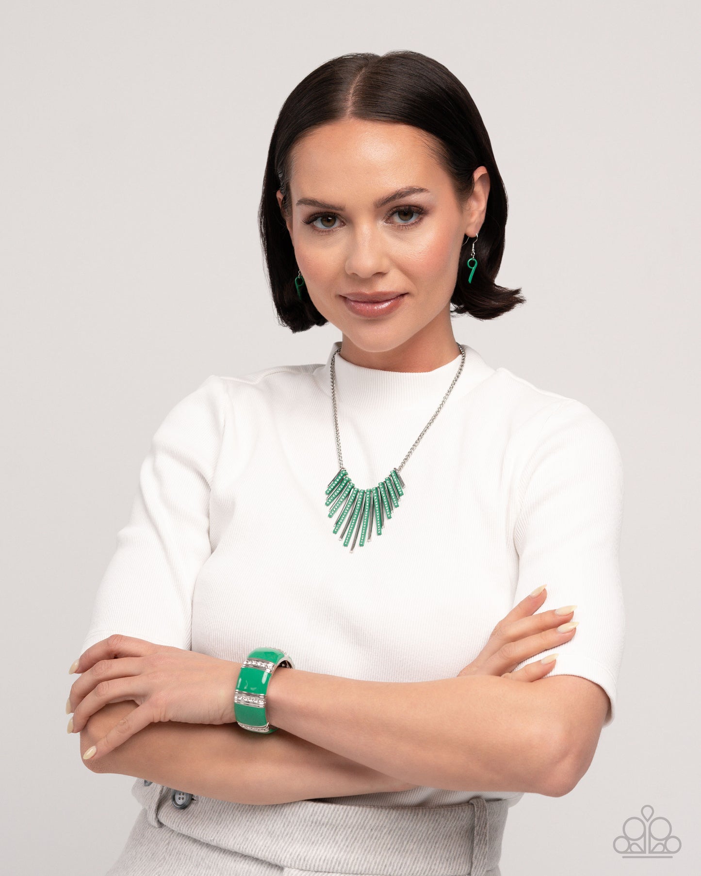 Complete Look! - Fashionable Fringe - Green Necklace & Bracelet Set