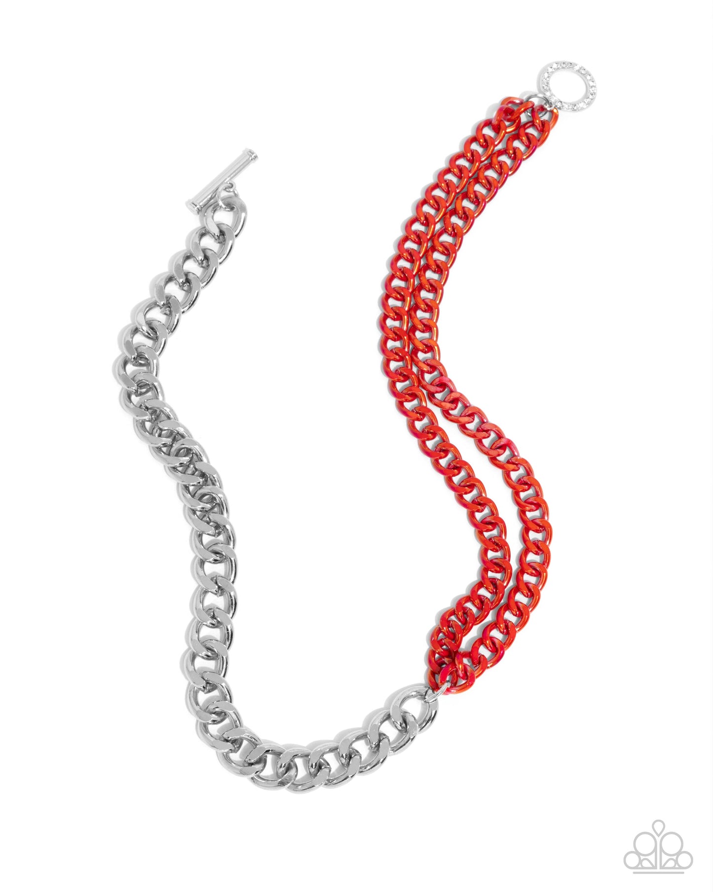 Complete Look! Iridescent Icon - Red Necklace & Bracelet Set