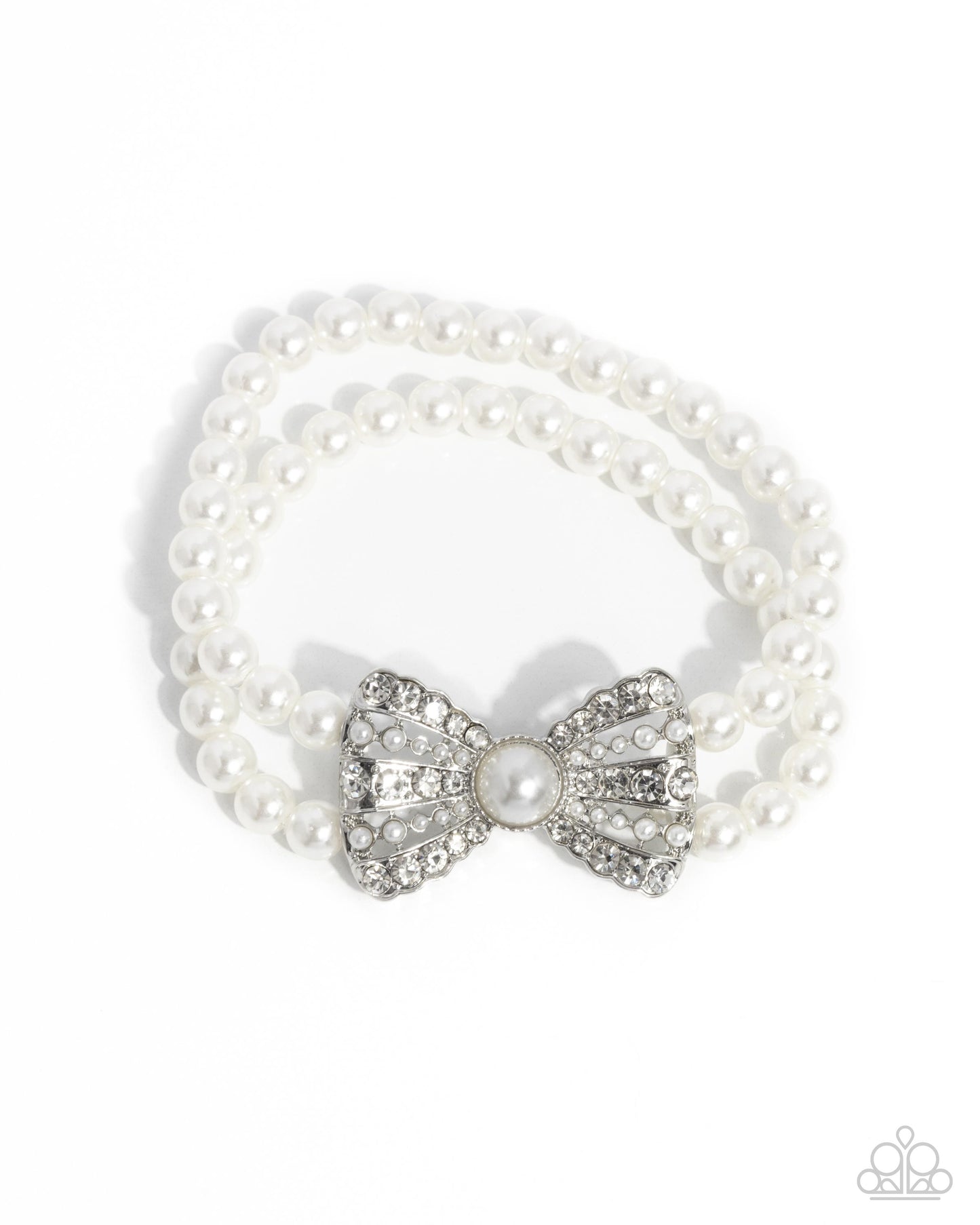 Complete Look! Admirable Aria - White Bracelet & Earrings