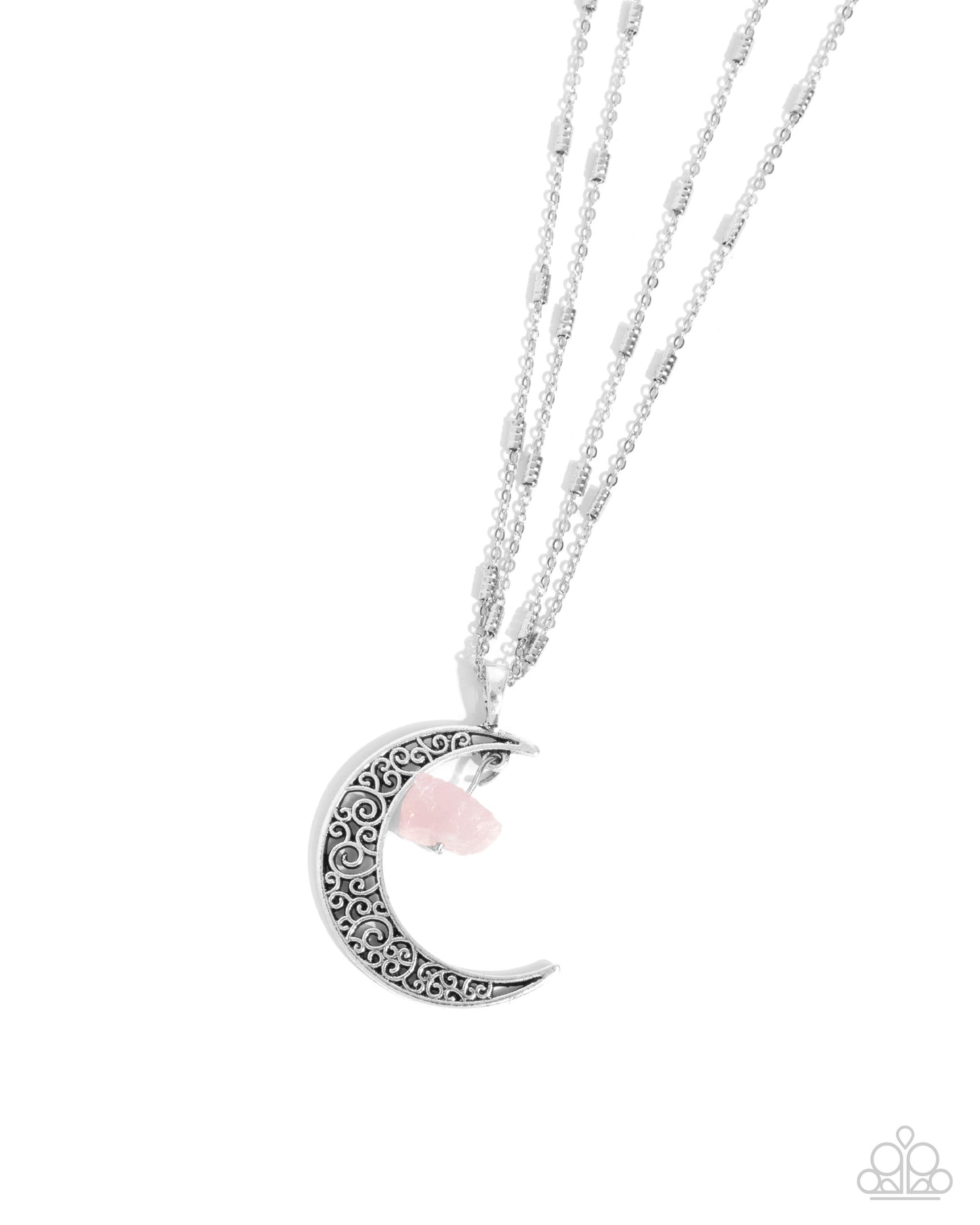 Complete Look!Crescent Charm - Pink Necklace & Ring Set