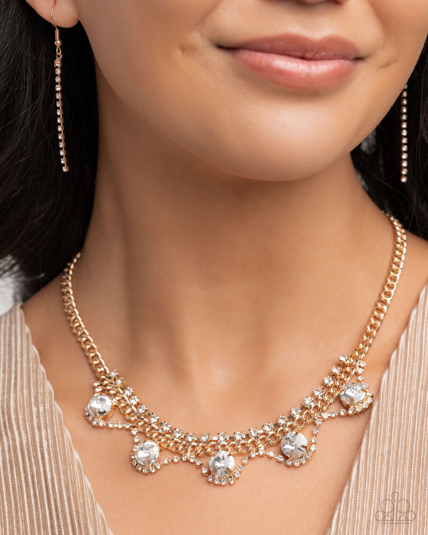 Complete Look! Never Enough Elegance - Gold Necklace & Earring Set