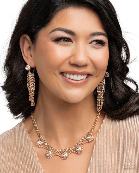 Complete Look! Never Enough Elegance - Gold Necklace & Earring Set