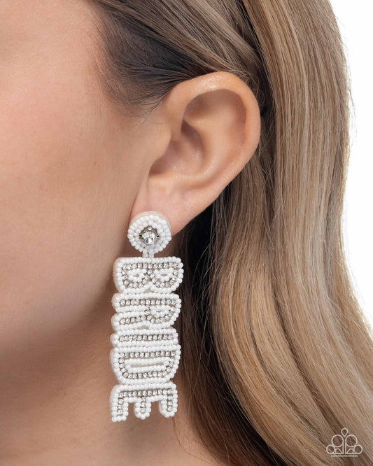 Bridal Beading - White Seed Bead Earring