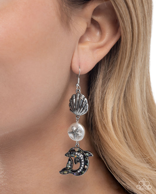 Delightful Dolphin - White Earring