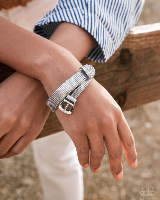 Belted Brilliance - White Bracelet