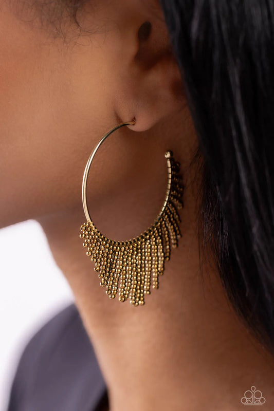 Tailored Tassel - Brass Hoop Earring