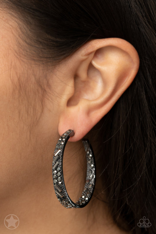 GLITZY By Association - Black Hoop Earring