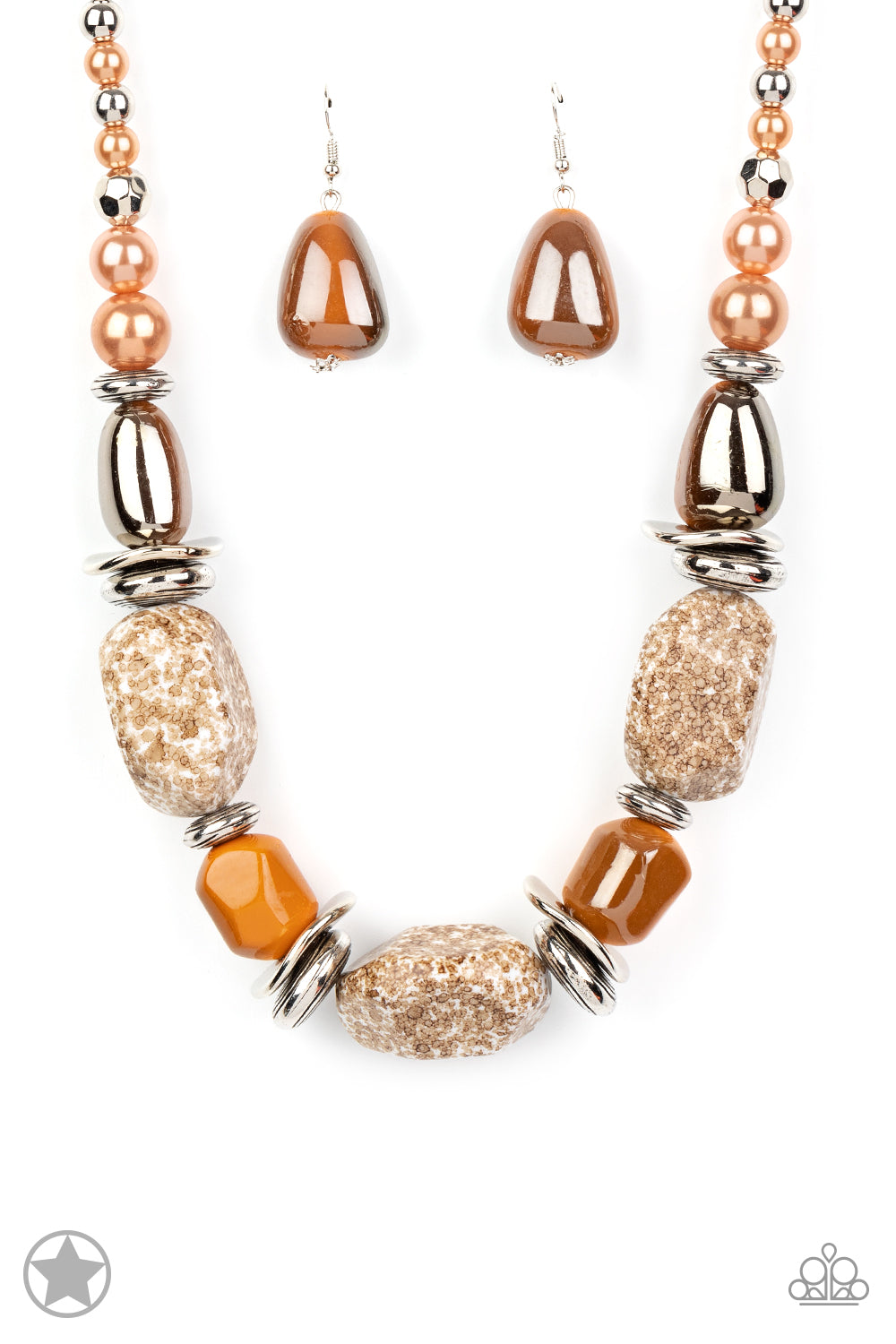 In Good Glazes - Brown Blockbuster Necklace