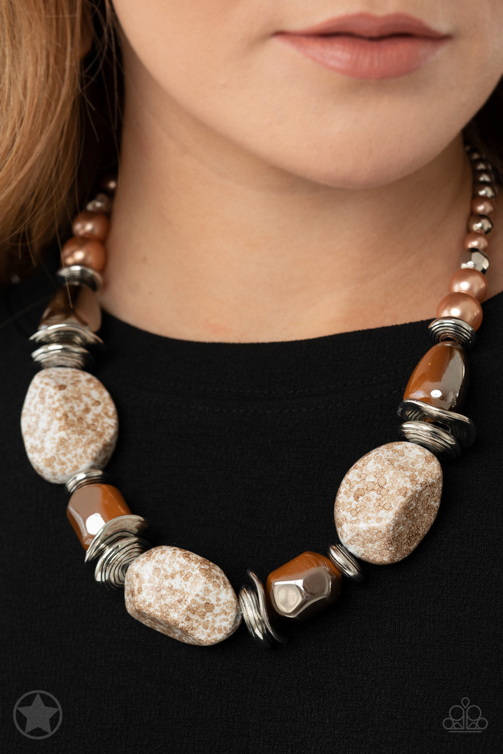 In Good Glazes - Brown Blockbuster Necklace