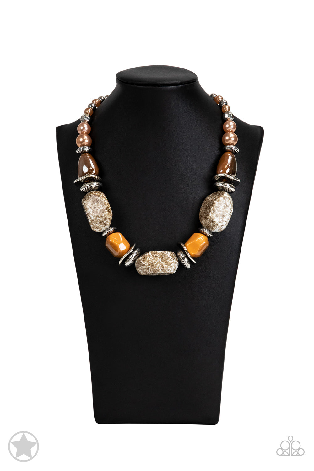 In Good Glazes - Brown Blockbuster Necklace