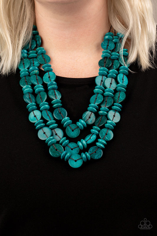 Barbados Bopper - Blue Wood Necklace