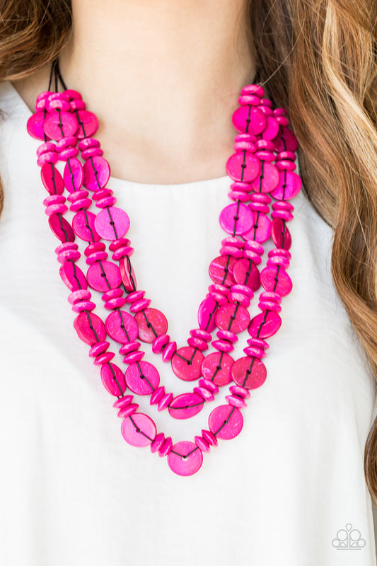 Barbados Bopper - Pink Wood Necklace