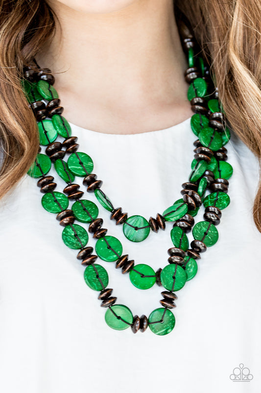 Key West Walkabout - Green Wood Necklace