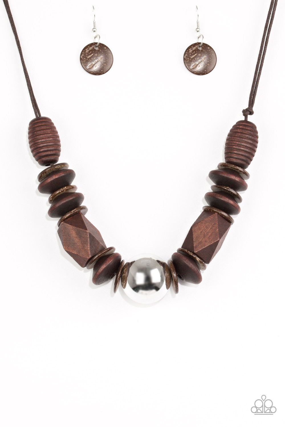 Grand Turks Getaway - Brown Wood Necklace