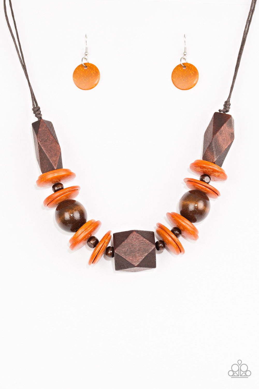 Pacific Paradise - Orange Wood Necklace