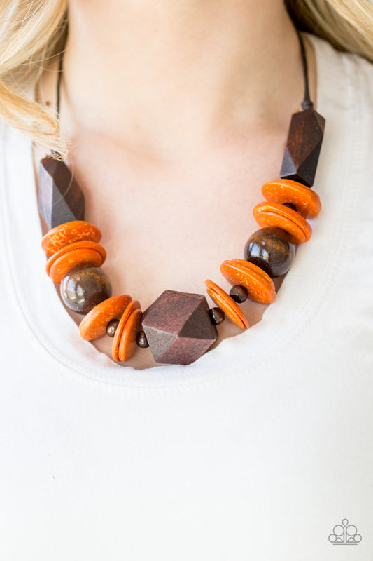 Pacific Paradise - Orange Wood Necklace